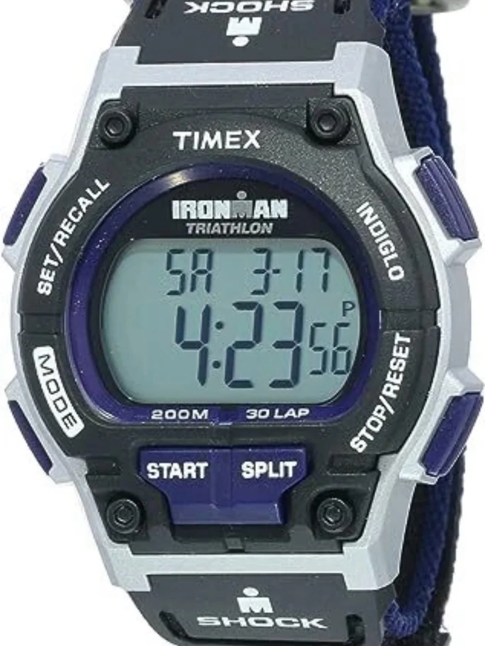 Timex T5K198 Men's Ironman Triathlon Black/Blue Nylon Strap Watch